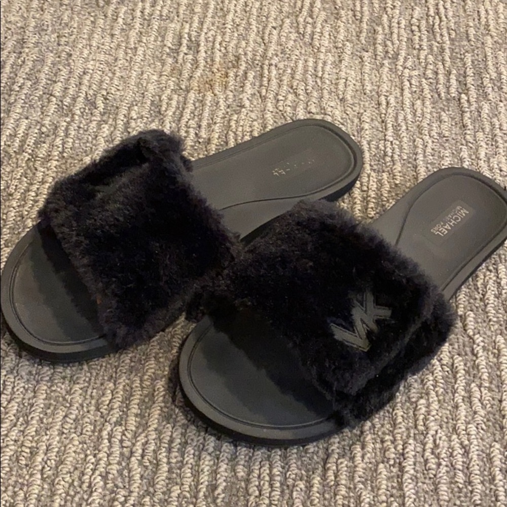 Michael Kors furry slides